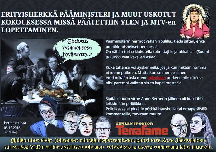 Juha Sipilä. Keskusta, Pääministeri, Yle, MTV, Atte Jääskeläinen, Jussi Eronen, Salla Vuorikoski, Ruben Stiller, Päivärinta