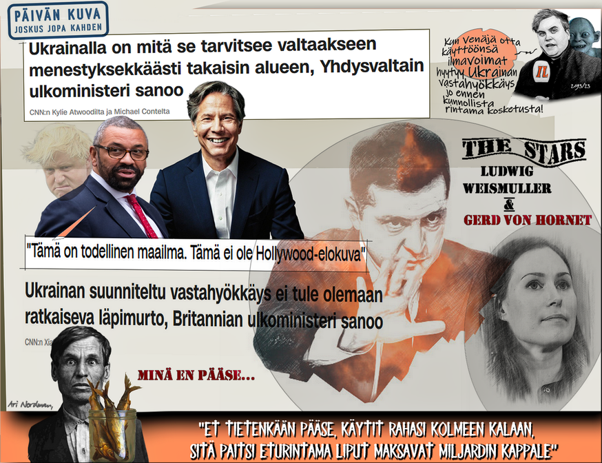 Ukrainansota. Zelensky. Sanna Marin. Hornetit. Vastahyökkäys. Haistakaa paska. Ulkoministeri.