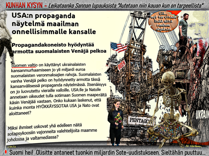 Rauhan raketit. Sanna Marin. Ukrainan sota. Zelenskyi. Meemit. Päivän kuva.