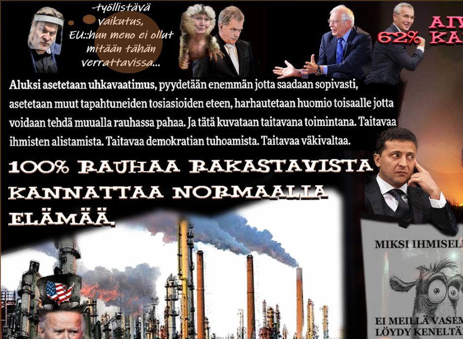Puola ehdotti eilen että Nato lähettäisi rauhanturvajoukkoja Ukrainaan. Siitä se hyvä tulisi, olihan Nato amerikkalaisten joukkojen kanssa 20 vuotta Afganistaniassakin.
