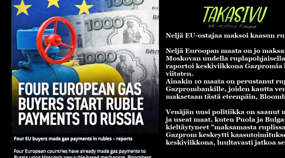 Taitaa tuuli viedä mennessään ne EU:n ja Bidenin asettamat talodelliset pakotteet.