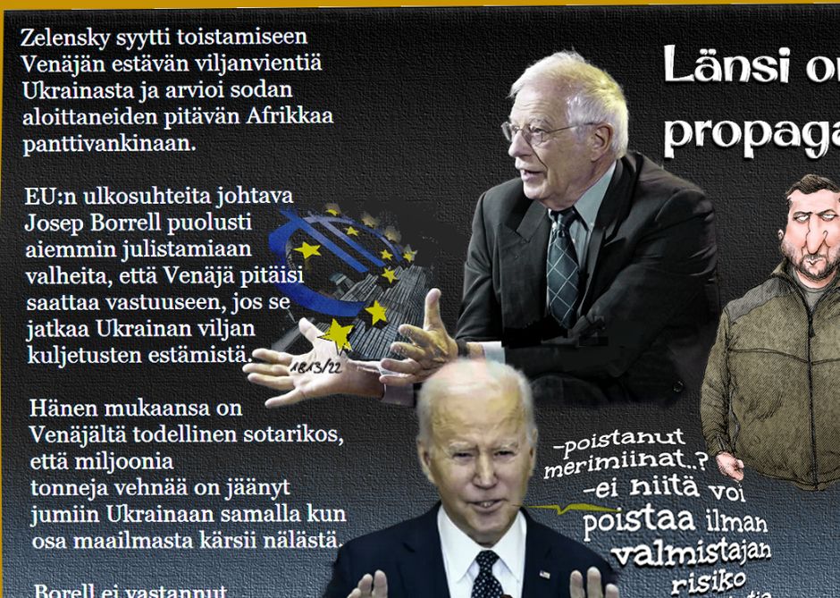 Tuuli heiluttaa paidanhelmaa, ja silloin tällöin vilahtaa se kömpelö propaganda työkalu.